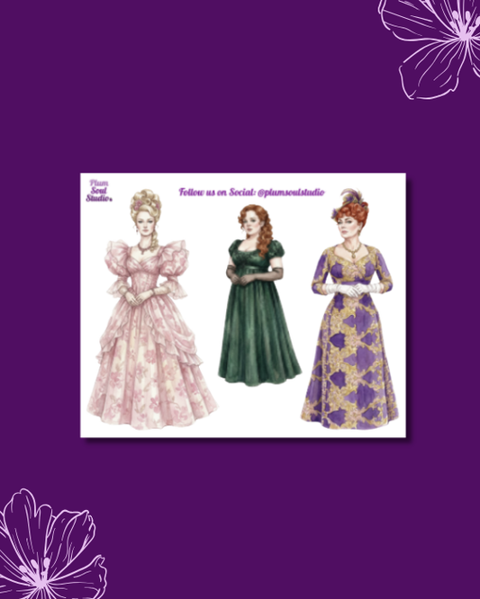 Cressida, Lady Featherington, and Penelope Mini Sticker Sheet