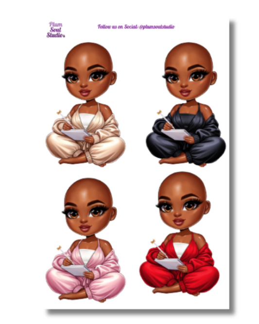 Jojo Journaling Assorted Two Bald Sticker Sheet