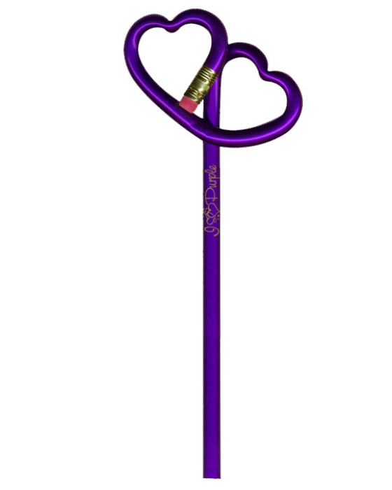 I Love Purple Double Heart Pencil