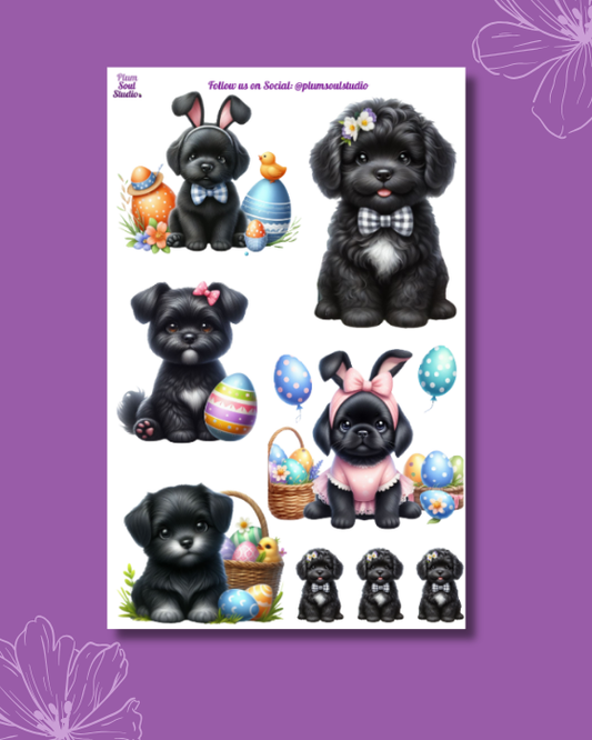 Black Beauty Puppies Sticker Sheet