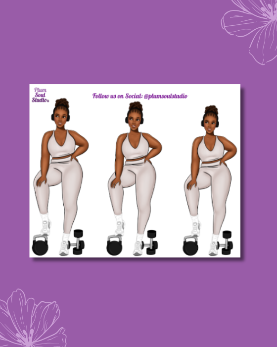 Bella Dumbbell Curvy Mini Sticker Sheet