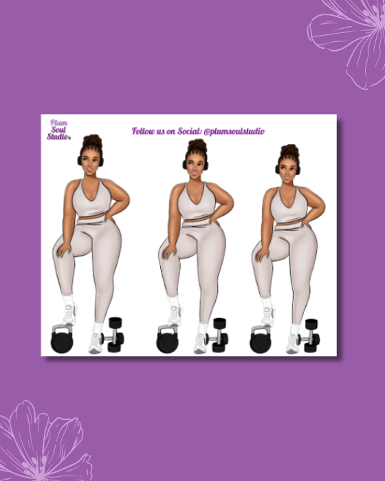 Bella Dumbbell Curvy Mini Sticker Sheet