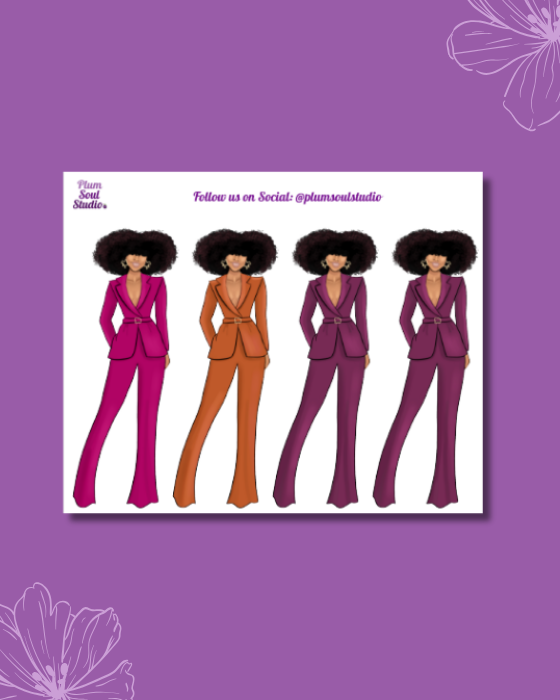Colorful Suited Fro Mini Sticker Sheet