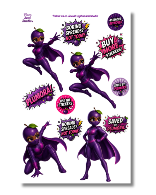 Plumora Action Poses with Pep Talk Sticker Sheet