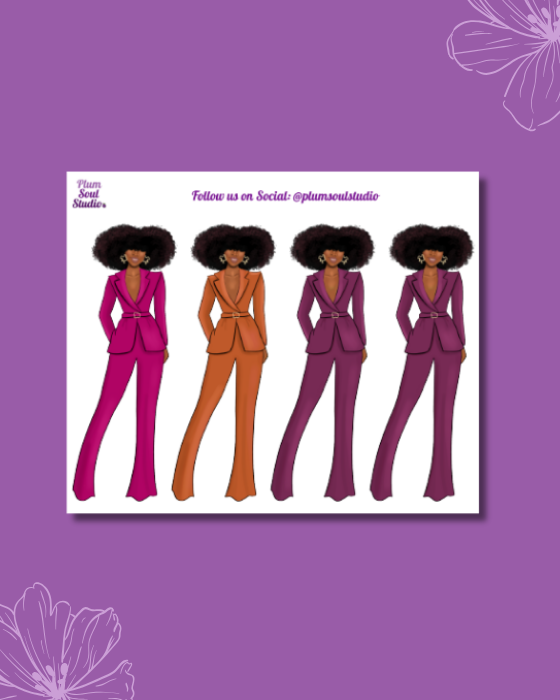 Colorful Suited Fro Mini Sticker Sheet