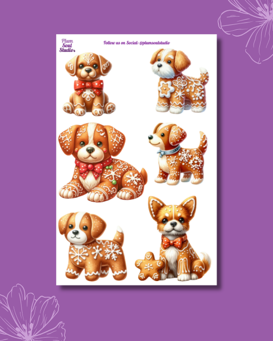 Gingerbread Dog Sticker Sheet