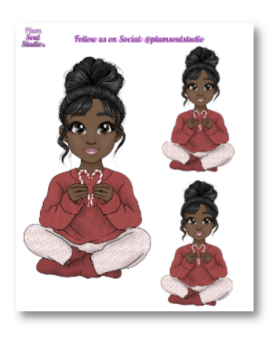 Candy Cane Heart Sticker Sheet