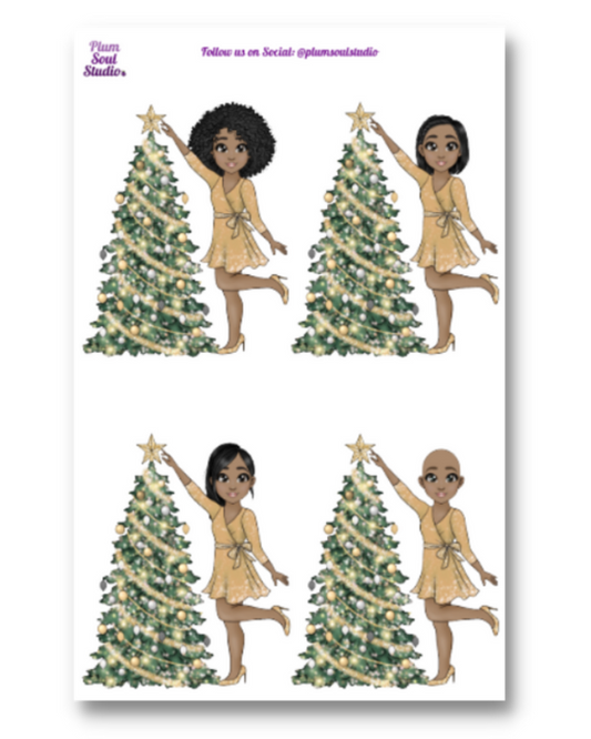 Christmas Tree Gold Sticker Sheet
