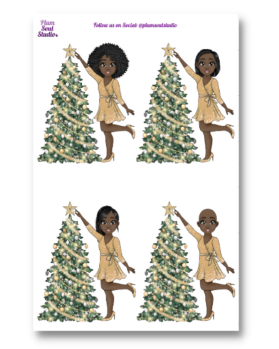Christmas Tree Gold Sticker Sheet