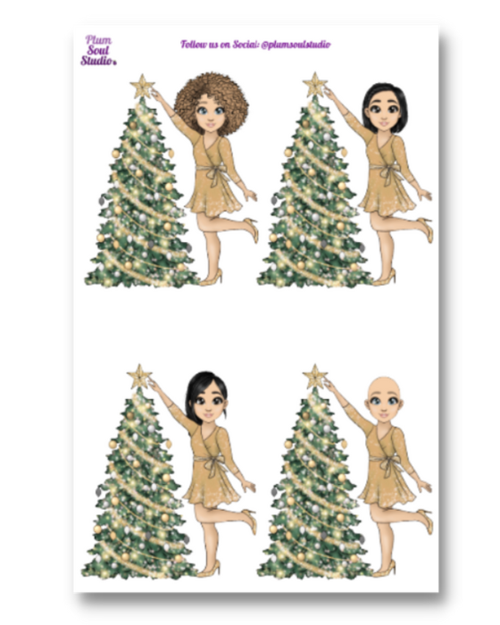 Christmas Tree Gold Sticker Sheet