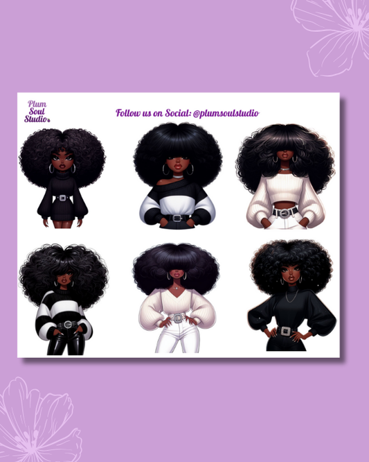Disco Afro Black and White Mini