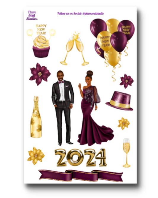 New Year Burgundy and Gold