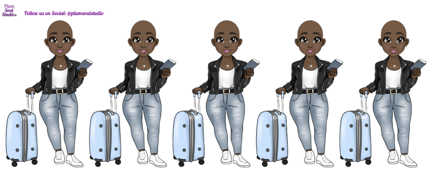 Nichelle on Travel Bald Sticker Sheet