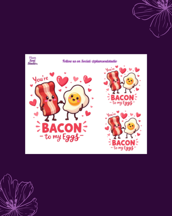 Punny Valentine Bacon & Eggs Mini Sticker Sheet