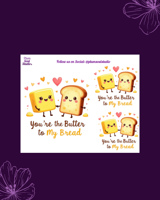 Punny Valentine Bread & Butter Mini Sticker Sheet
