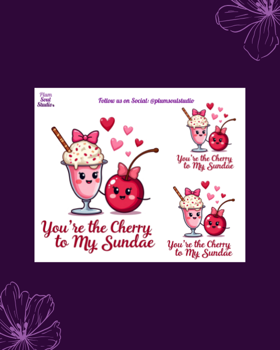 Punny Valentine Cherry Sundae Mini Sticker Sheet