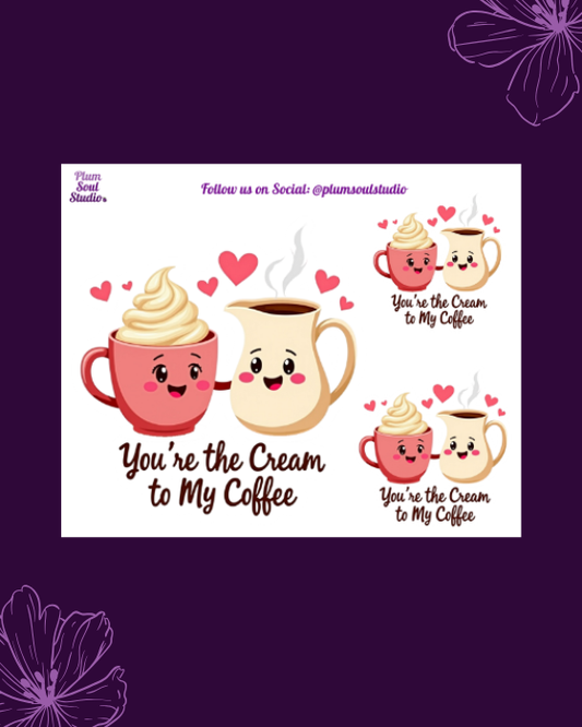 Punny Valentine Cream and Coffee Mini Sticker Sheet