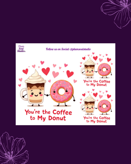 Punny Valentine Doughnut & Coffee Mini Sticker Sheet