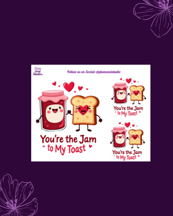 Punny Valentine Jam & Toast Mini Sticker Sheet