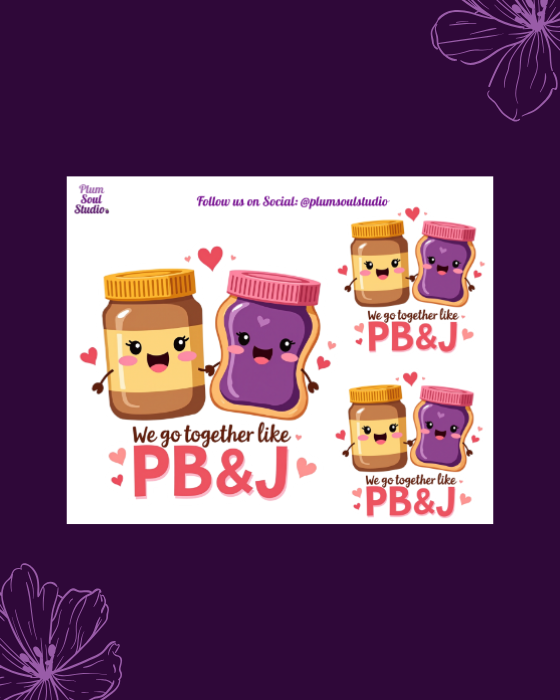 Punny Valentine PB & J Mini Sticker Sheet