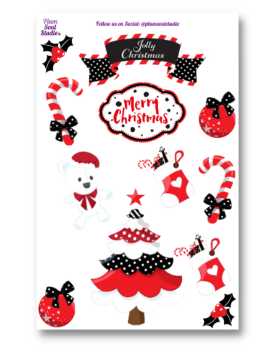 Red, Black and White Christmas Sticker Sheet