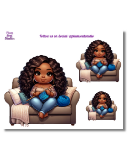 Tameka Knitting Mini Sticker Sheet