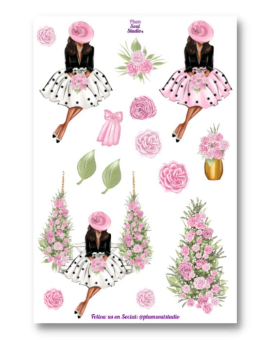 Chelsea Pink Flowers Sticker Sheet