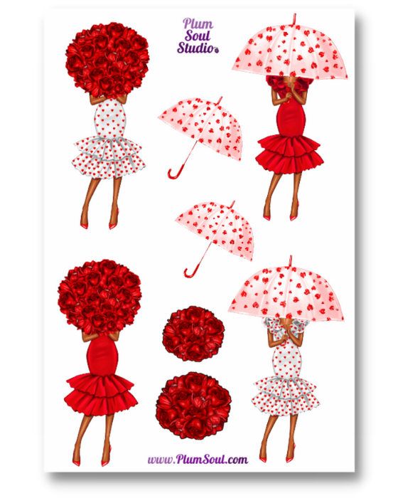 Tammy Red and White Valentine Sticker Sheet
