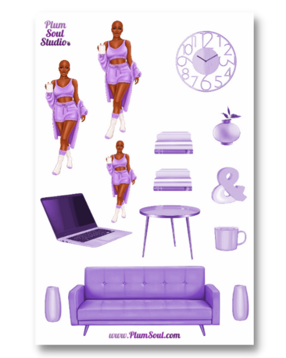 BJ Cozy Lavender Sticker Sheet Bald