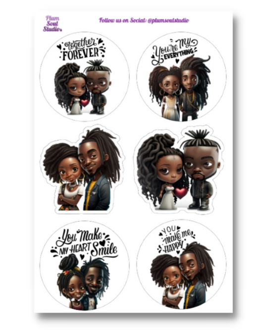Black Love Circles Sticker Sheet