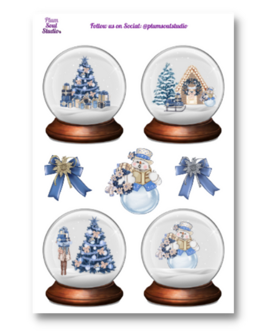 Blue Holiday Snow Globe
