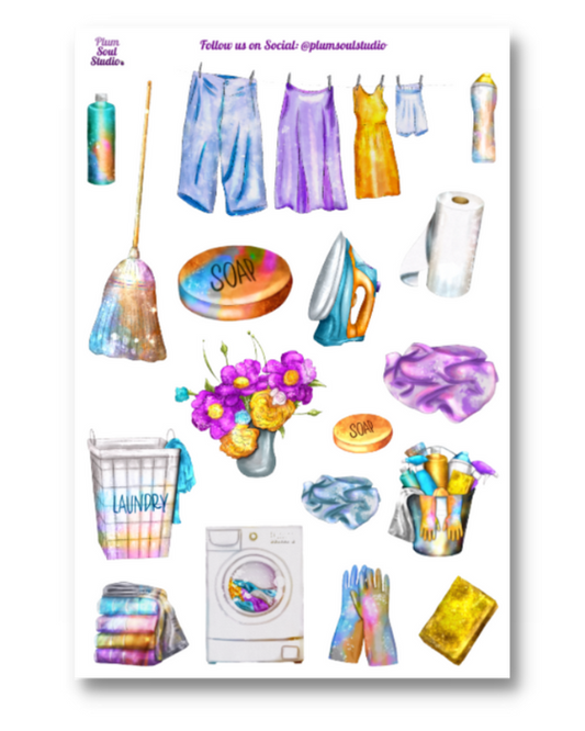 Colorful Cleaning Sticker Sheet
