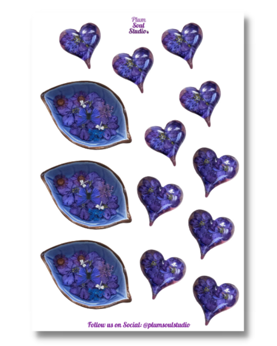 Glass Hearts Sticker Sheet