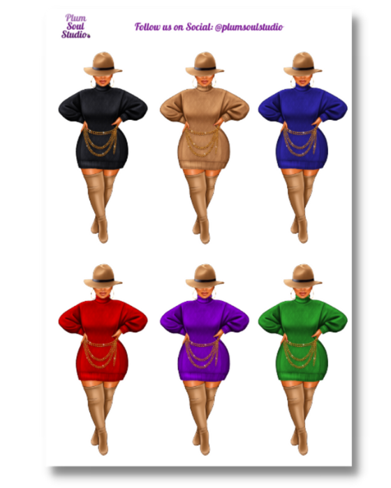 Lisa Sweater Dress Sticker Sheet