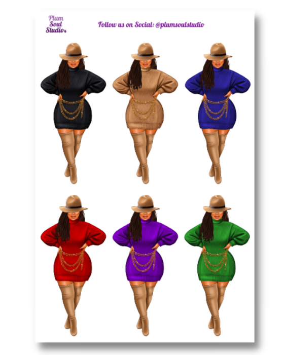 Lisa Sweater Dress Sticker Sheet