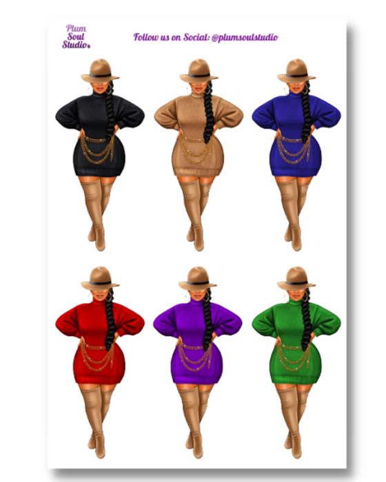 Lisa Sweater Dress Sticker Sheet