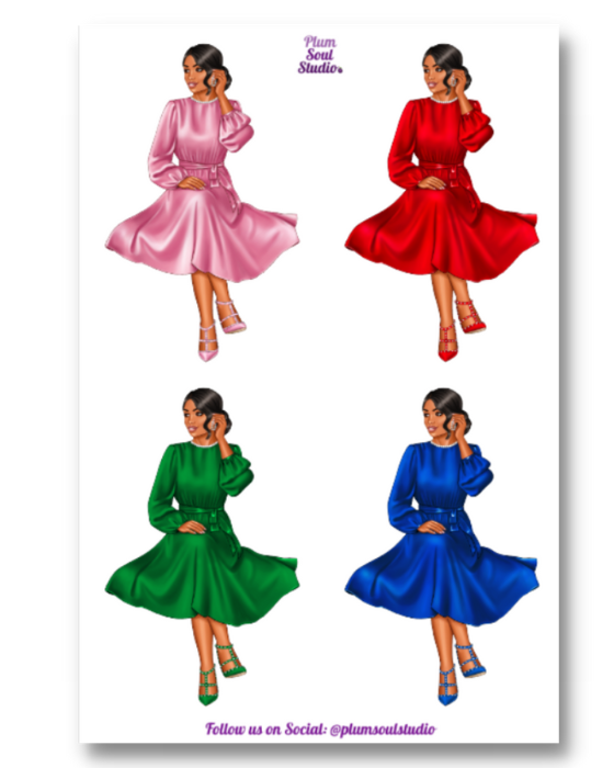 Marion Holiday Dress Sticker Sheet