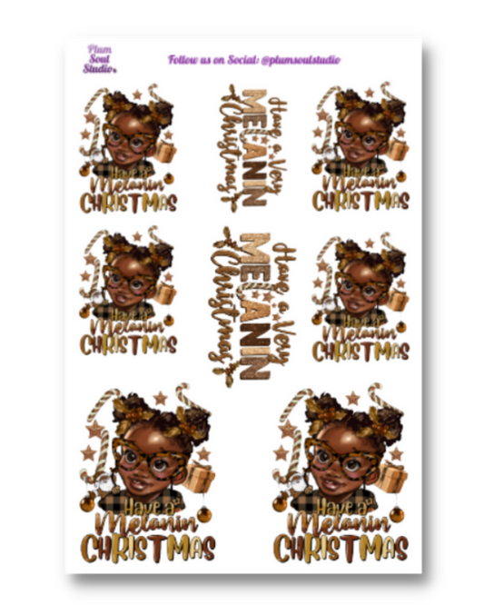 Melanin Christmas Girl Sticker Sheet