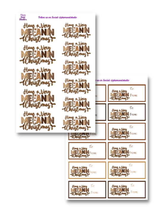 Melanin Christmas Stickers and Gift Labels Set