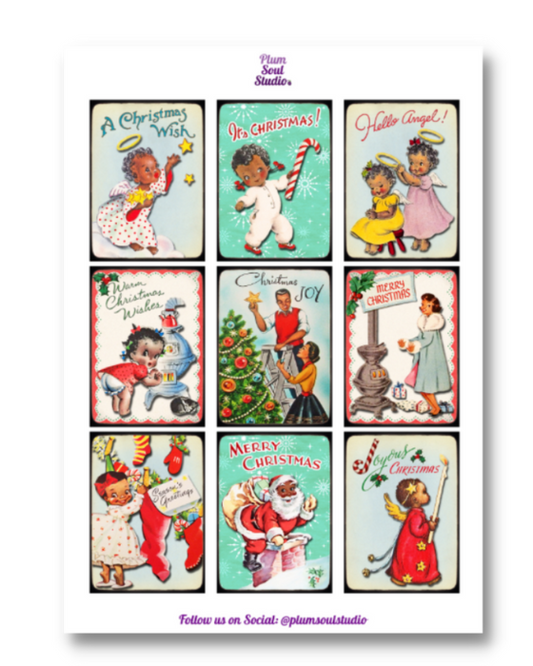 Mini Vintage Christmas Postcards Sticker Sheet