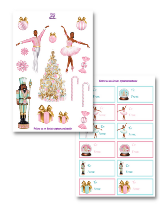 Nutcracker Christmas Stickers and Gift Label Set