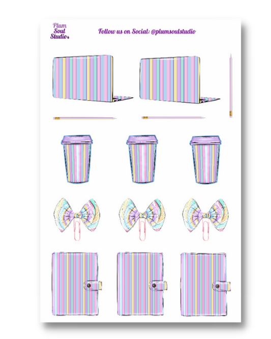 Rainbow Stripes Planner Elements Sticker Sheet