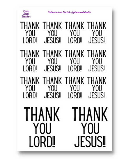 Thank You Jesus/Lord Sticker Sheet