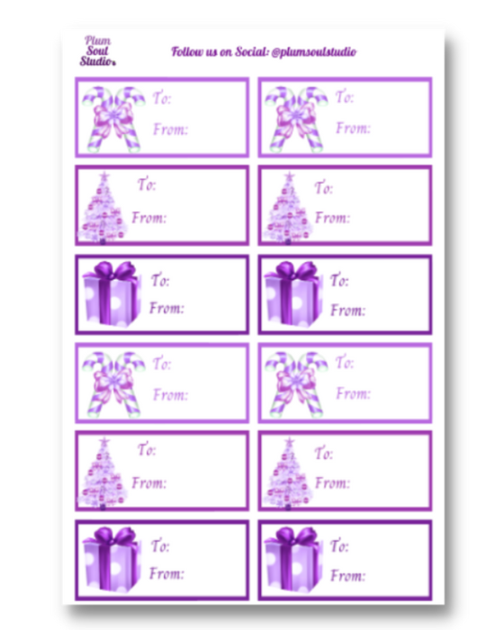 Violet Christmas Gift Labels